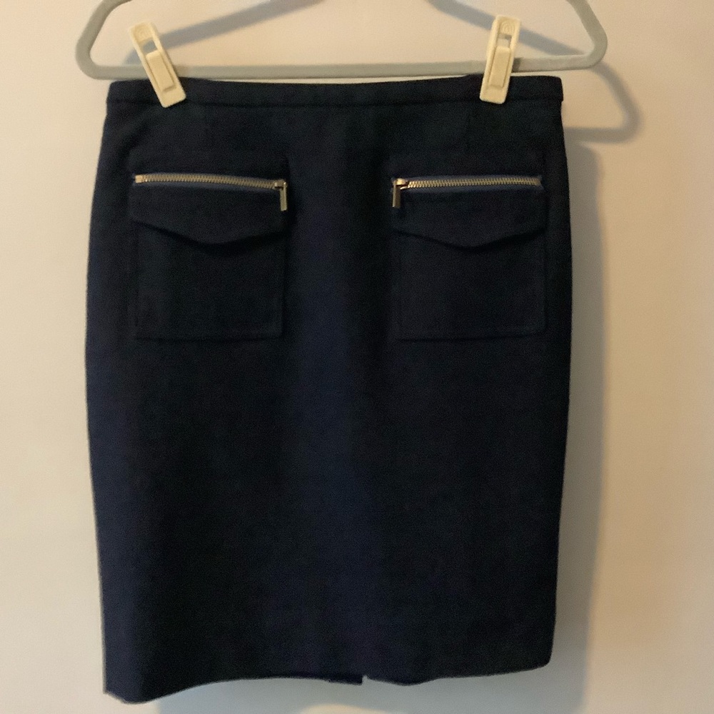 J Crew navy pencil skirt with functioning pockets!
